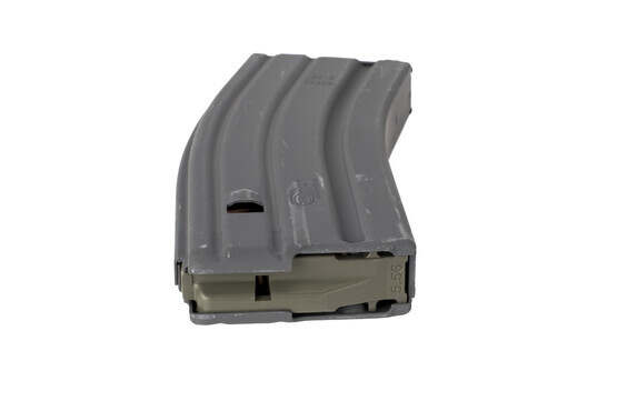 OKAY Industries Surefeed grey finish aluminum STANAG pattern 30-round AR-15 magazine has a high-visibility anti-tilt follower